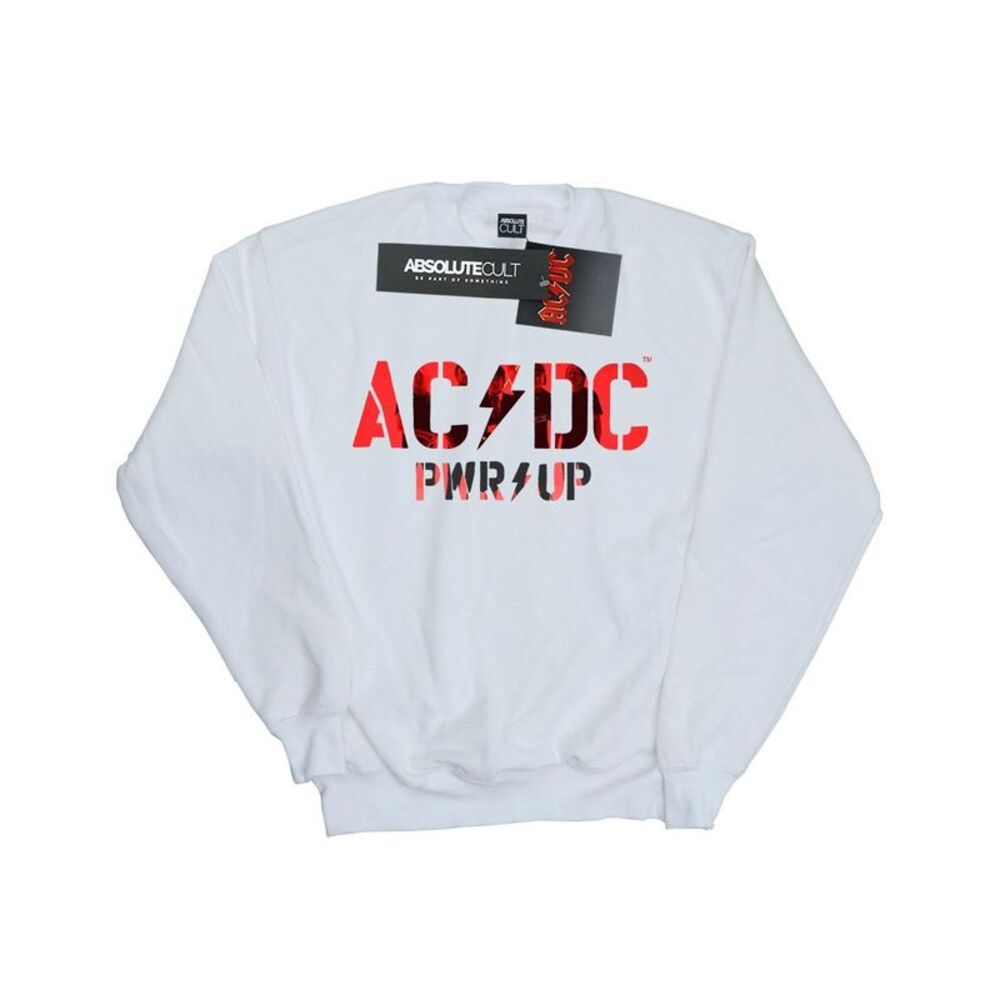 AC/DC Womens/Ladies PWR UP Photo Logo Sweatshirt / White